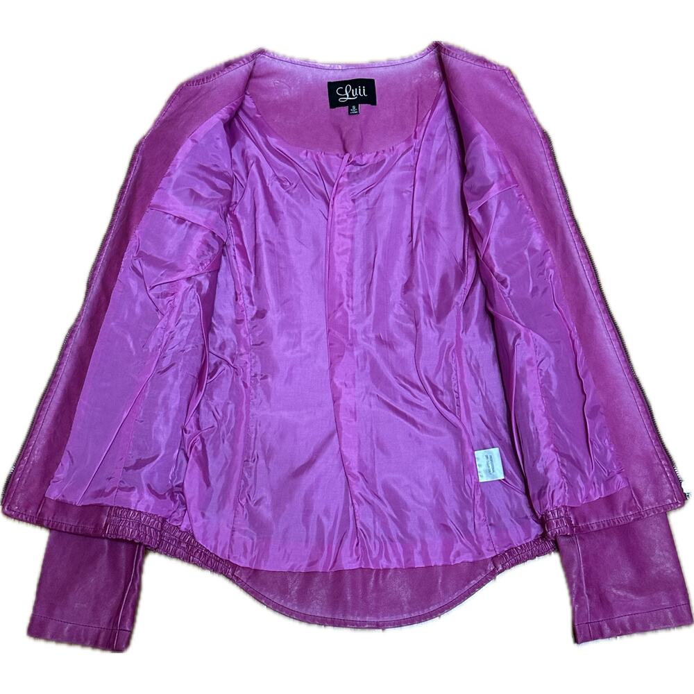Luii Pink Purple Faux Leather Jacket Size Small NWT - Picture 2 of 8